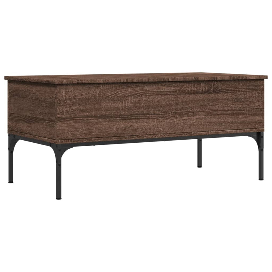 Salontafel 100X50X45 Cm Bewerkt Hout En Metaal Bruin Eikenkleur
