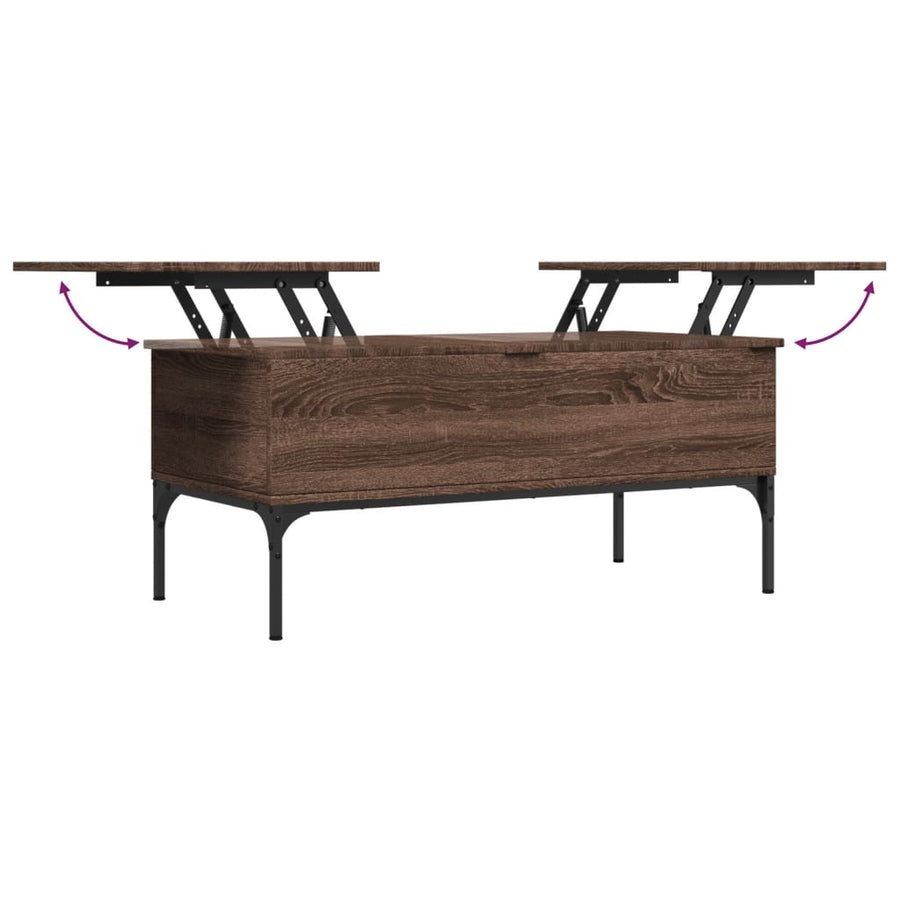 Salontafel 100X50X45 Cm Bewerkt Hout En Metaal Bruin Eikenkleur
