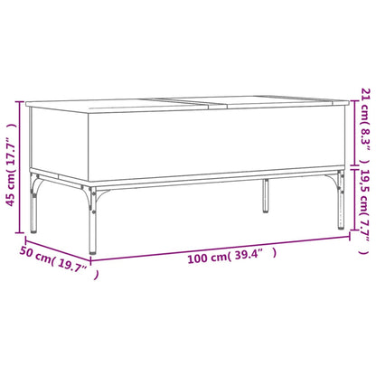 Salontafel 100X50X45 Cm Bewerkt Hout En Metaal Bruin Eikenkleur