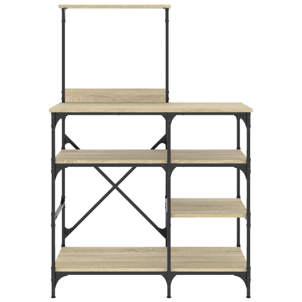 Bakkersrek 90X40X132 Cm Bewerkt Hout En Metaal Sonoma Eiken