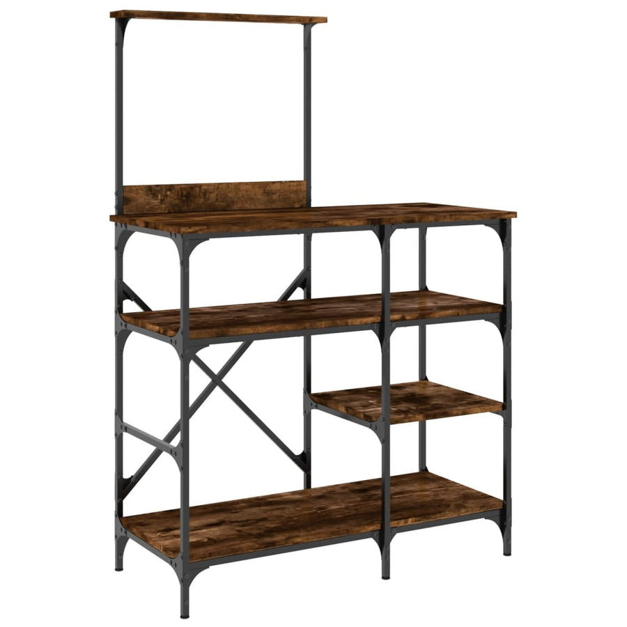 Bakkersrek 90X40X132 Cm Bewerkt Hout En Metaal Gerookt Eiken