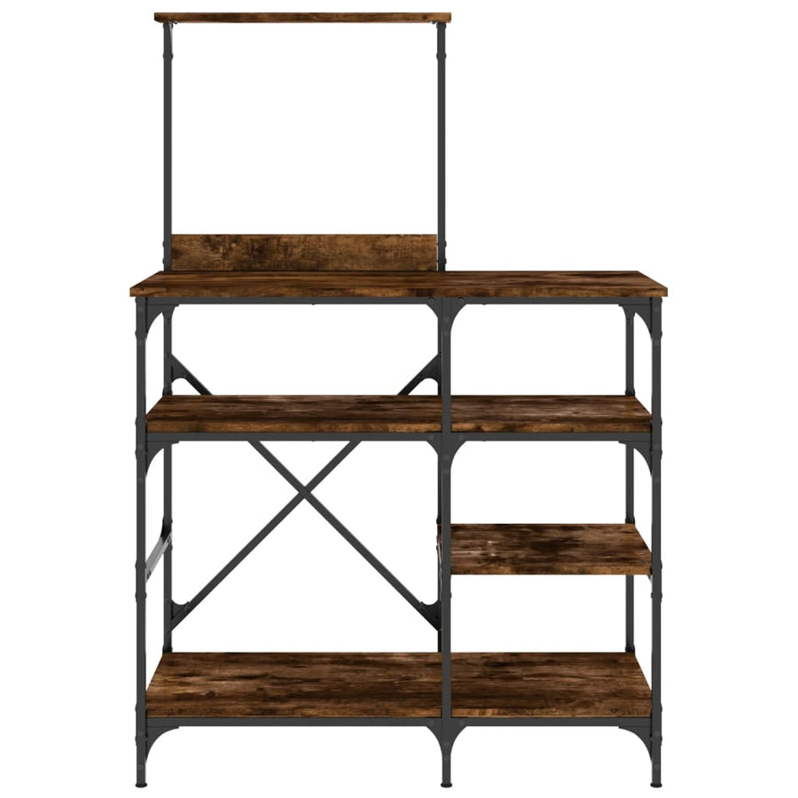Bakkersrek 90X40X132 Cm Bewerkt Hout En Metaal Gerookt Eiken