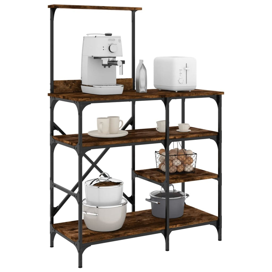 Bakkersrek 90X40X132 Cm Bewerkt Hout En Metaal Gerookt Eiken