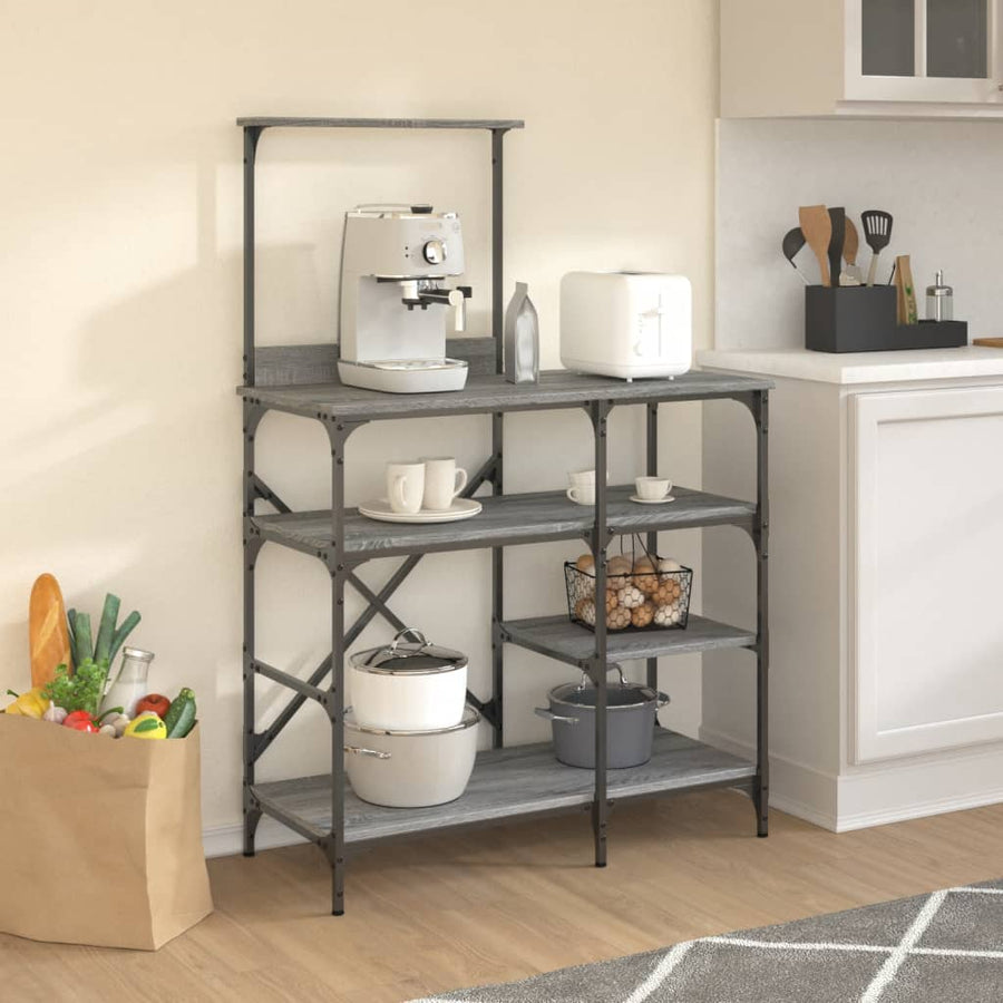 Bakkersrek 90X40X132 Cm Bewerkt Hout En Metaal Grijs Sonoma