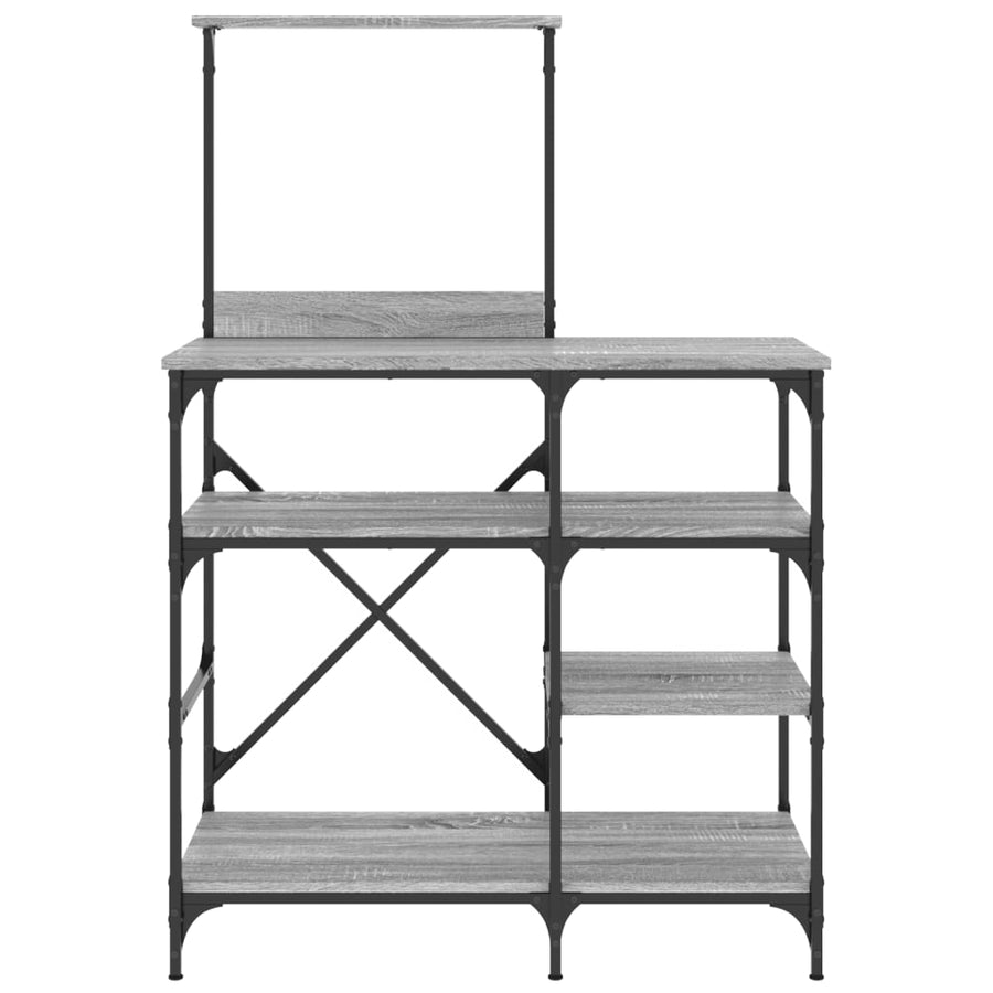 Bakkersrek 90X40X132 Cm Bewerkt Hout En Metaal Grijs Sonoma