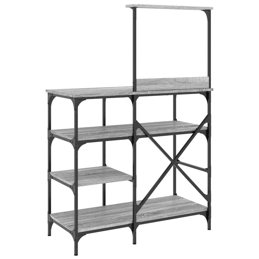Bakkersrek 90X40X132 Cm Bewerkt Hout En Metaal Grijs Sonoma