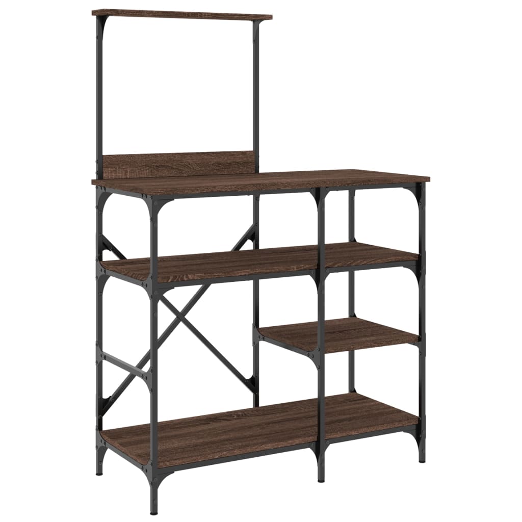 Bakkersrek 90X40X132 Cm Bewerkt Hout En Metaal Bruin Eikenkleur