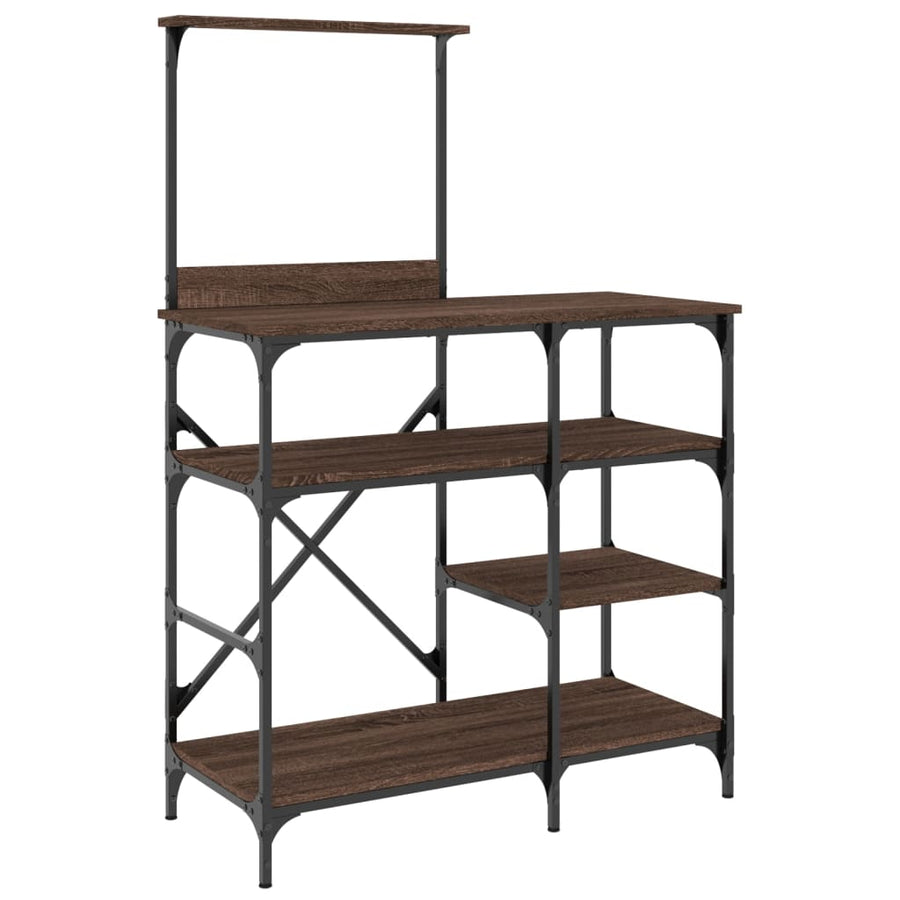 Bakkersrek 90X40X132 Cm Bewerkt Hout En Metaal Bruin Eikenkleur