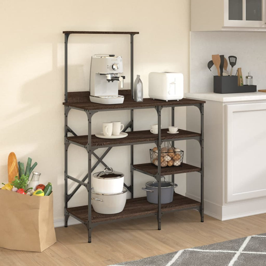 Bakkersrek 90X40X132 Cm Bewerkt Hout En Metaal Bruin Eikenkleur