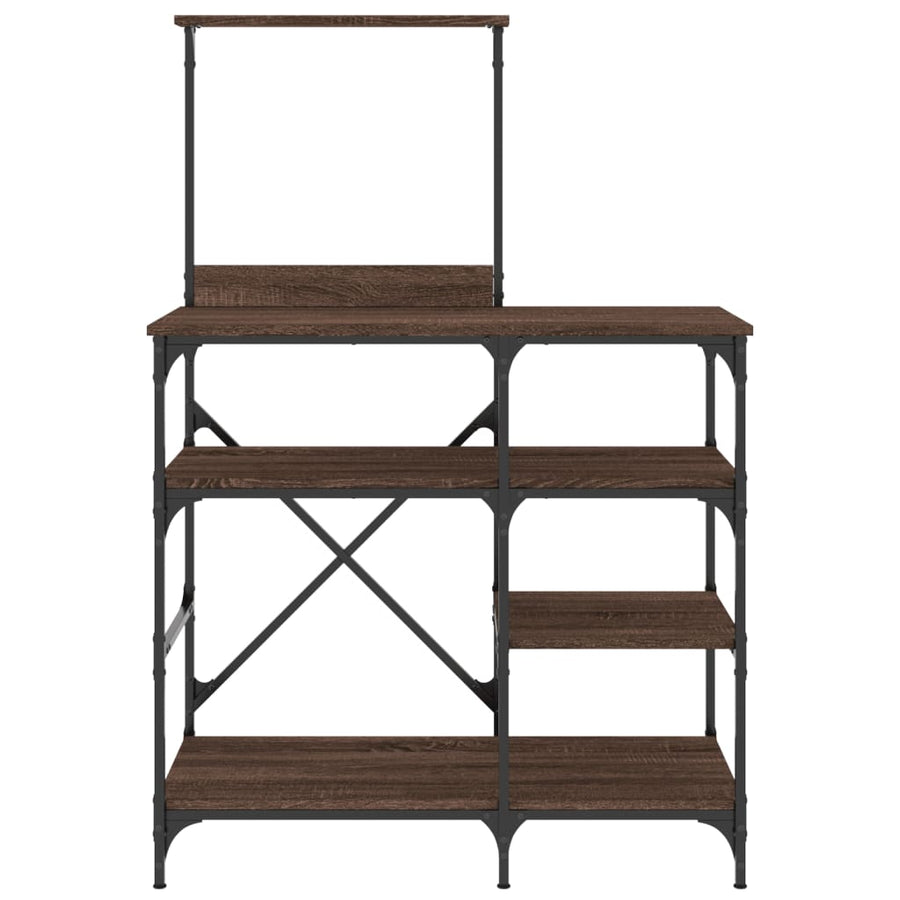 Bakkersrek 90X40X132 Cm Bewerkt Hout En Metaal Bruin Eikenkleur