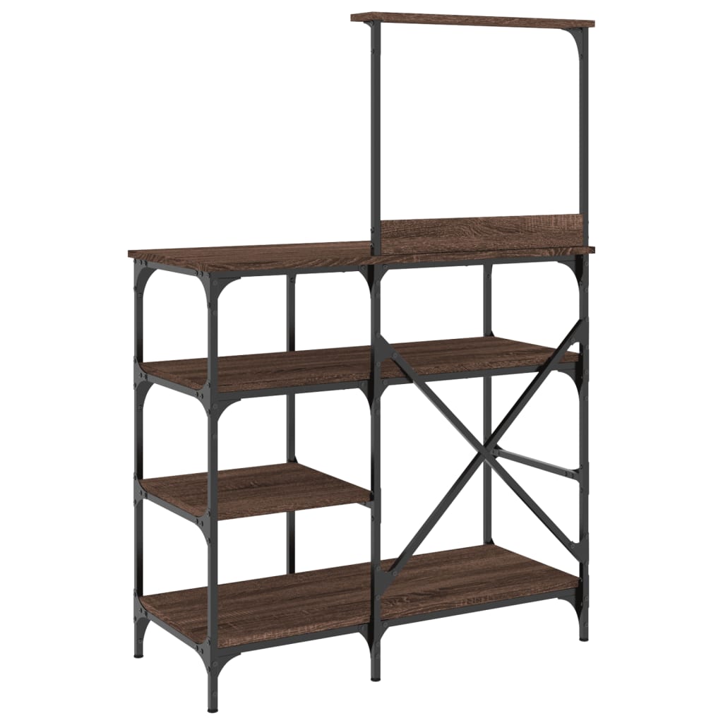Bakkersrek 90X40X132 Cm Bewerkt Hout En Metaal Bruin Eikenkleur