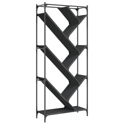 Boekenkast 79X30X180 Cm Bewerkt Hout En Metaal Zwart