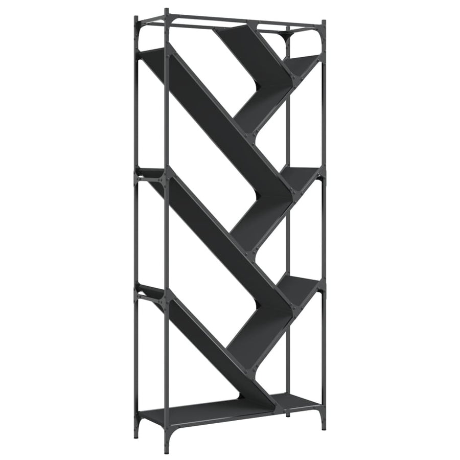 Boekenkast 79X30X180 Cm Bewerkt Hout En Metaal Zwart