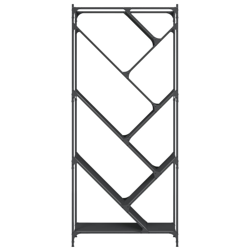 Boekenkast 79X30X180 Cm Bewerkt Hout En Metaal Zwart