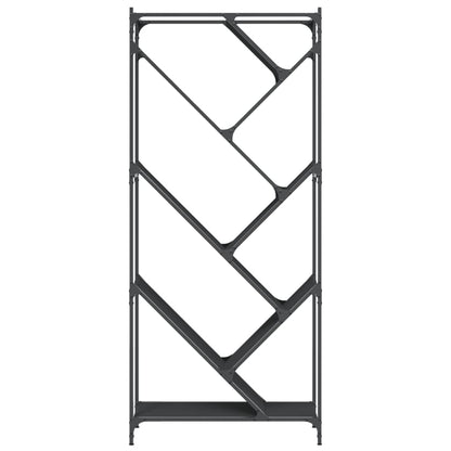 Boekenkast 79X30X180 Cm Bewerkt Hout En Metaal Zwart