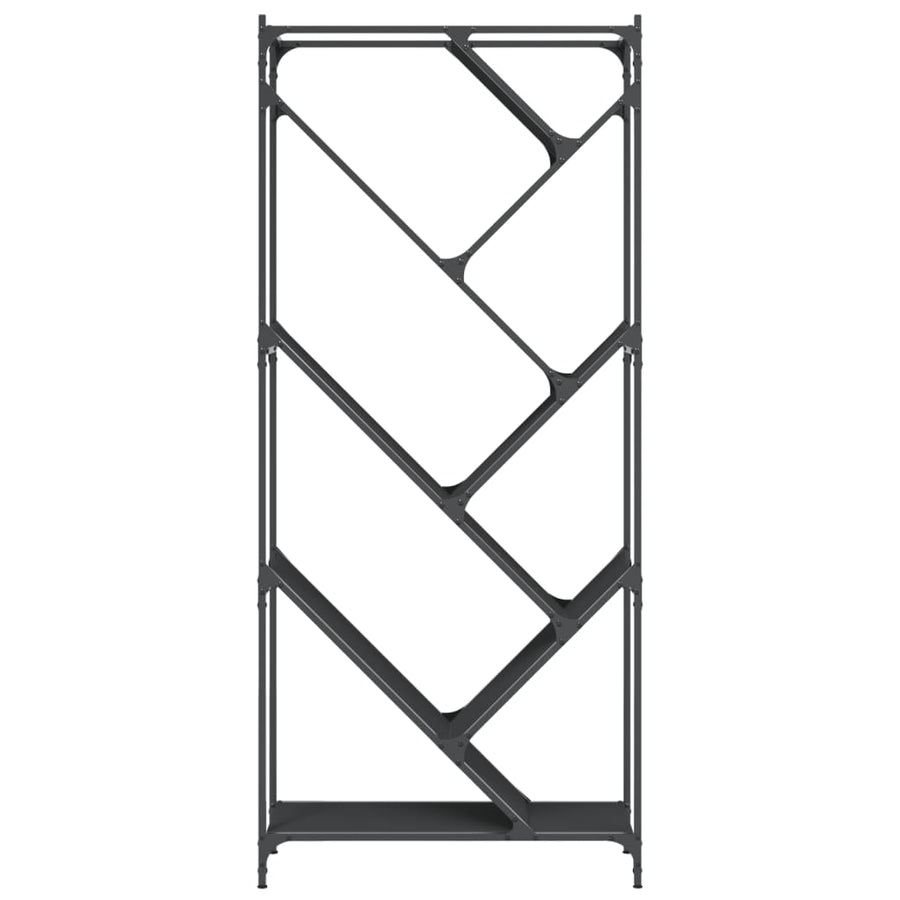 Boekenkast 79X30X180 Cm Bewerkt Hout En Metaal Zwart