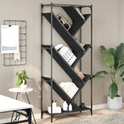 Boekenkast 79x30x180 cm bewerkt hout metaal zwart