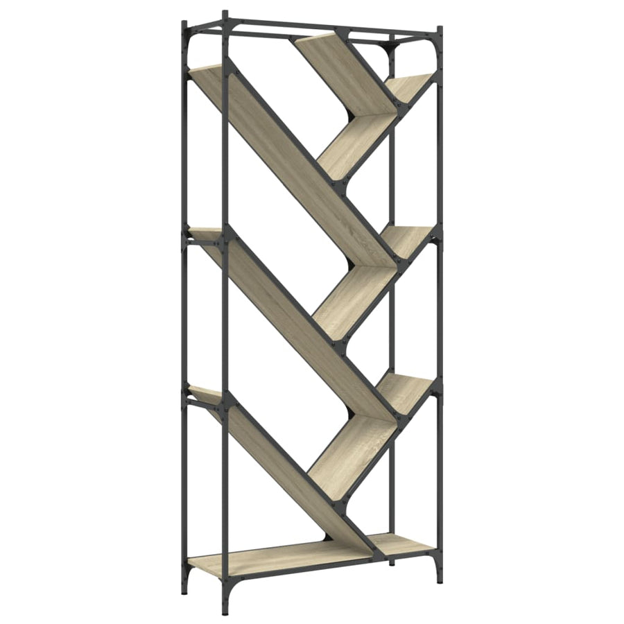 Boekenkast 79X30X180 Cm Bewerkt Hout En Metaal Sonoma Eiken
