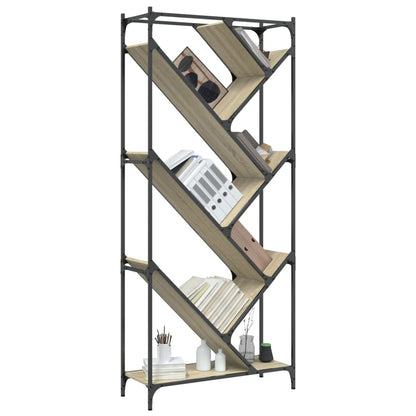 Boekenkast 79X30X180 Cm Bewerkt Hout En Metaal Sonoma Eiken