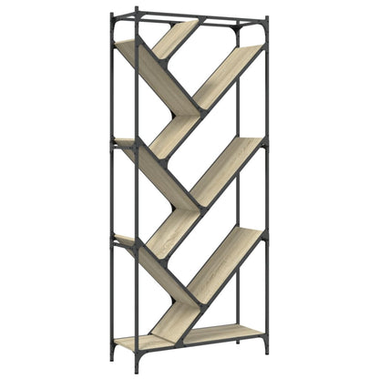 Boekenkast 79X30X180 Cm Bewerkt Hout En Metaal Sonoma Eiken
