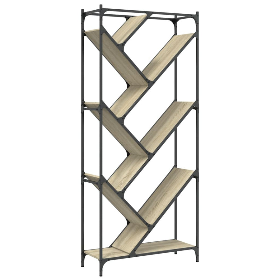 Boekenkast 79X30X180 Cm Bewerkt Hout En Metaal Sonoma Eiken