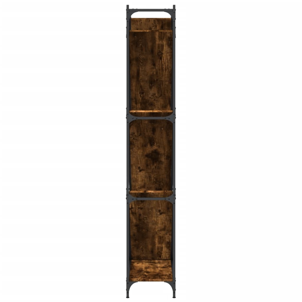 Boekenkast 79X30X180 Cm Bewerkt Hout En Metaal Gerookt Eiken