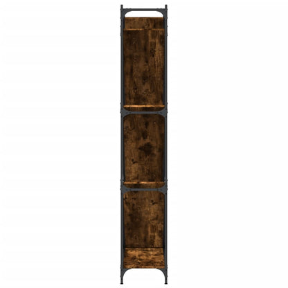 Boekenkast 79X30X180 Cm Bewerkt Hout En Metaal Gerookt Eiken
