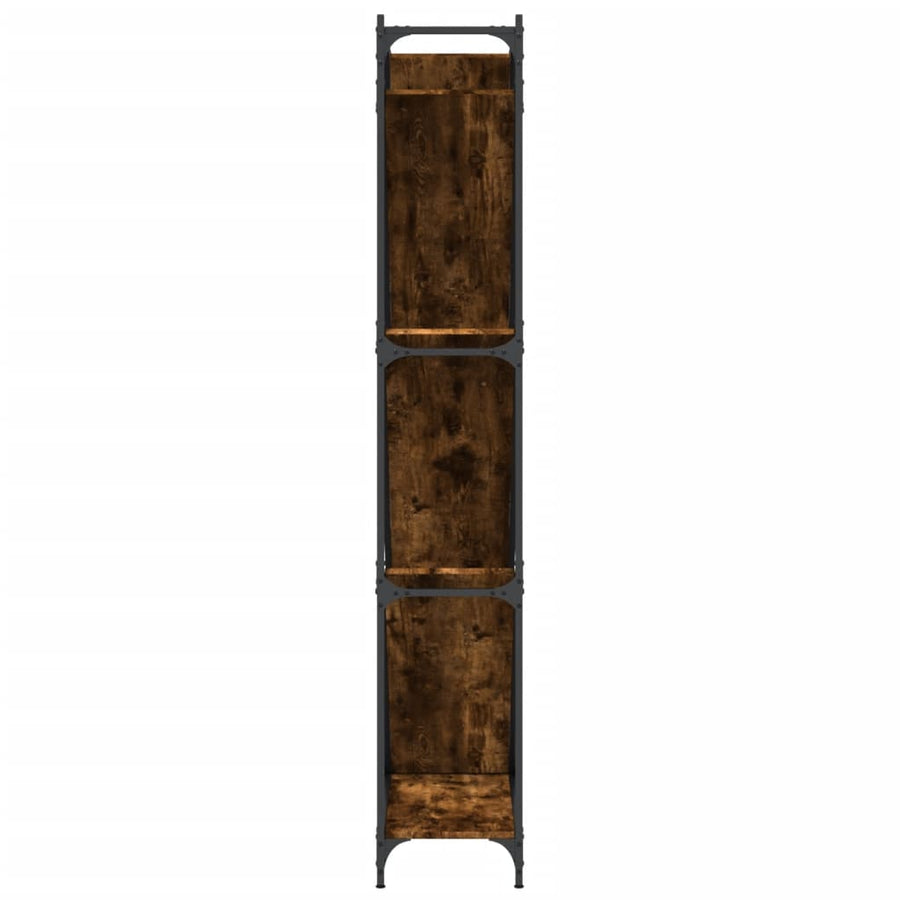 Boekenkast 79X30X180 Cm Bewerkt Hout En Metaal Gerookt Eiken