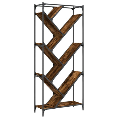 Boekenkast 79X30X180 Cm Bewerkt Hout En Metaal Gerookt Eiken