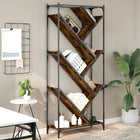 Bookcase 79x30x180 cm treated wood and metal smoked oak