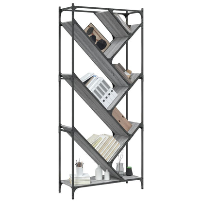 Boekenkast 79X30X180 Cm Bewerkt Hout En Metaal Grijs Sonoma