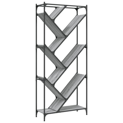 Boekenkast 79X30X180 Cm Bewerkt Hout En Metaal Grijs Sonoma