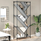 Boekenkast 79x30x180 cm bewerkt hout metaal grijs