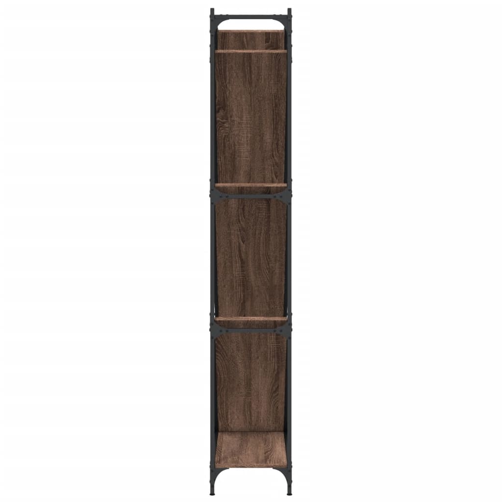 Boekenkast 79X30X180 Cm Bewerkt Hout En Metaal Bruin Eiken