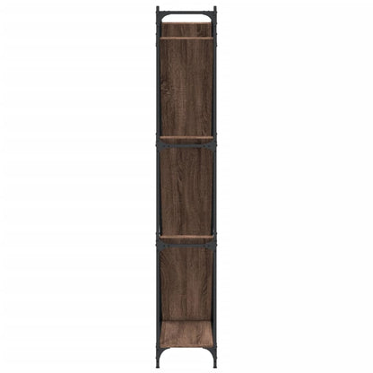 Boekenkast 79X30X180 Cm Bewerkt Hout En Metaal Bruin Eiken