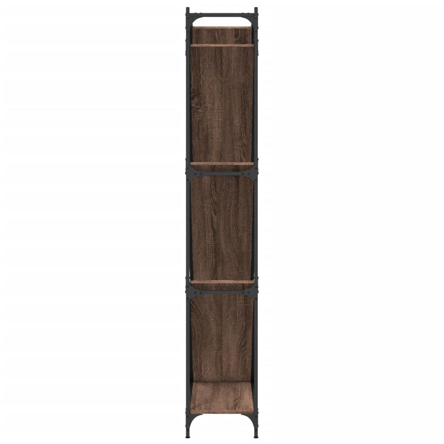 Boekenkast 79X30X180 Cm Bewerkt Hout En Metaal Bruin Eiken