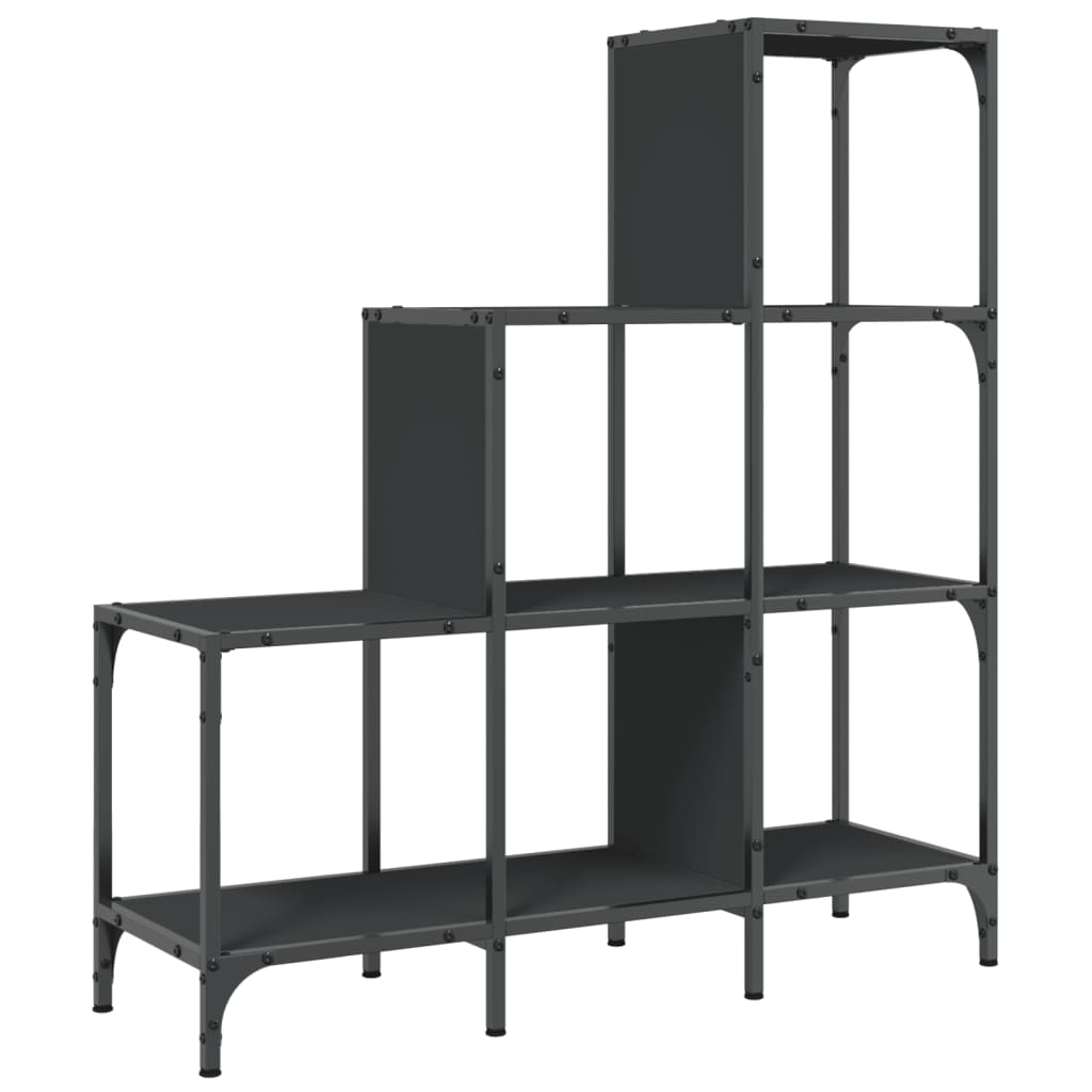 Boekenkast 92X30X102 Cm Bewerkt Hout En Metaal Zwart