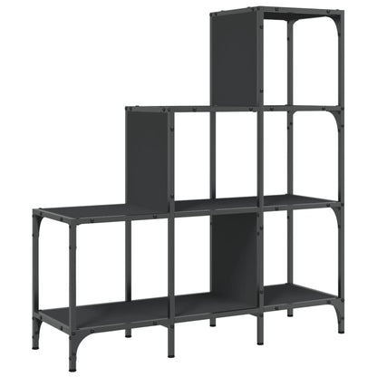 Boekenkast 92X30X102 Cm Bewerkt Hout En Metaal Zwart
