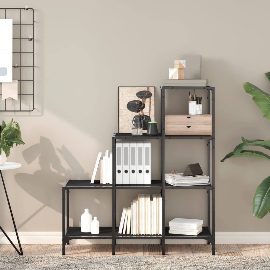 Boekenkast 92X30X102 Cm Bewerkt Hout En Metaal Zwart