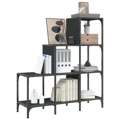 Boekenkast 92X30X102 Cm Bewerkt Hout En Metaal Zwart