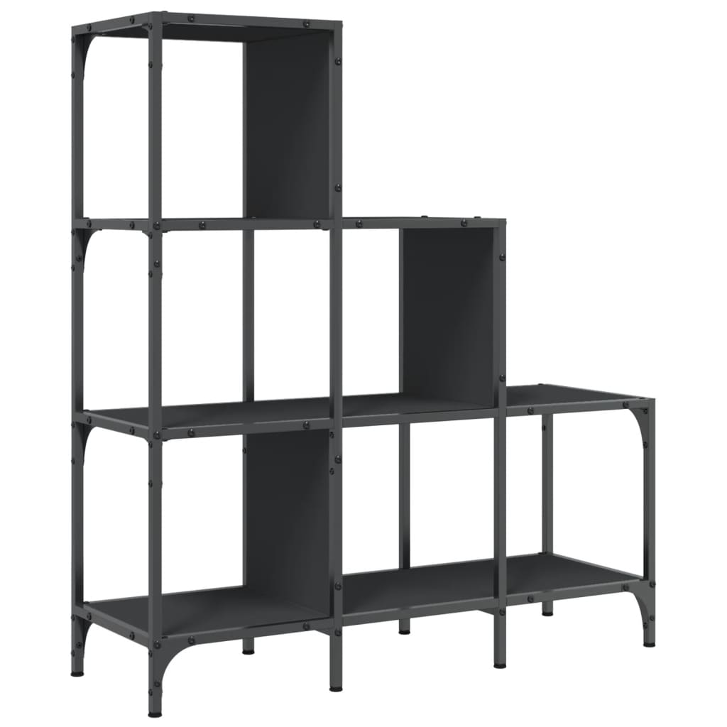 Boekenkast 92X30X102 Cm Bewerkt Hout En Metaal Zwart