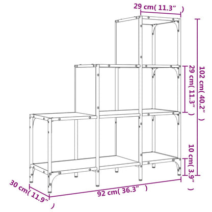 Boekenkast 92X30X102 Cm Bewerkt Hout En Metaal Zwart
