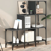 Boekenkast 92x30x102 cm bewerkt hout metaal zwart