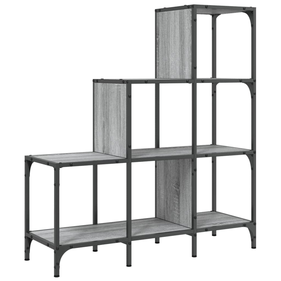 Boekenkast 92X30X102 Cm Bewerkt Hout En Metaal Grijs Sonoma