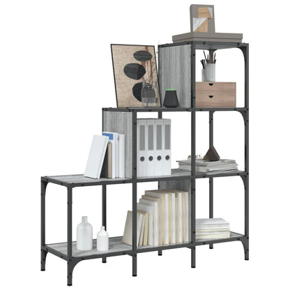 Boekenkast 92X30X102 Cm Bewerkt Hout En Metaal Grijs Sonoma