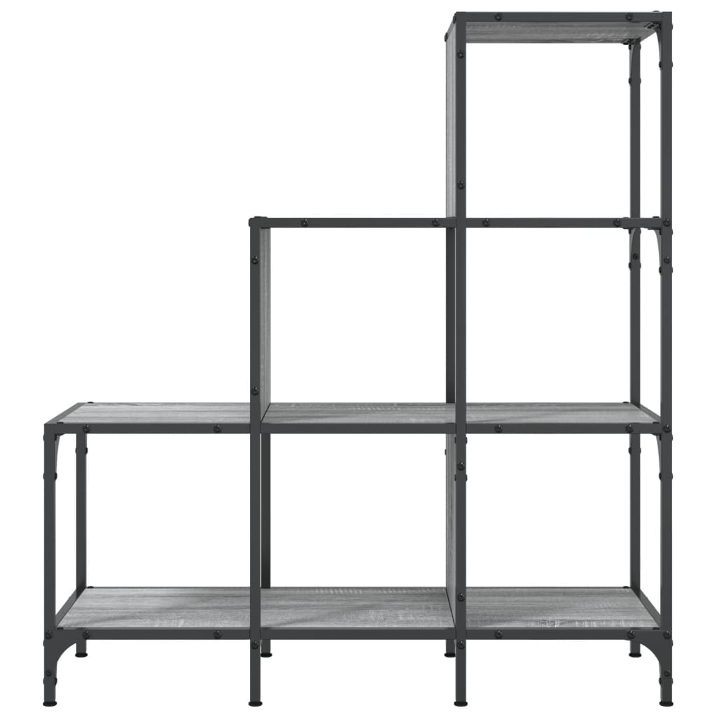 Boekenkast 92X30X102 Cm Bewerkt Hout En Metaal Grijs Sonoma