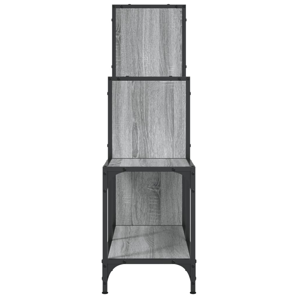 Boekenkast 92X30X102 Cm Bewerkt Hout En Metaal Grijs Sonoma