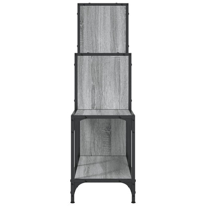 Boekenkast 92X30X102 Cm Bewerkt Hout En Metaal Grijs Sonoma