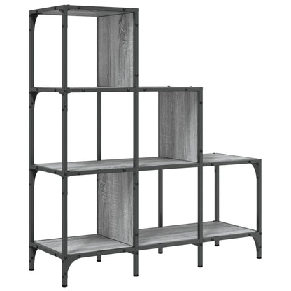 Boekenkast 92X30X102 Cm Bewerkt Hout En Metaal Grijs Sonoma