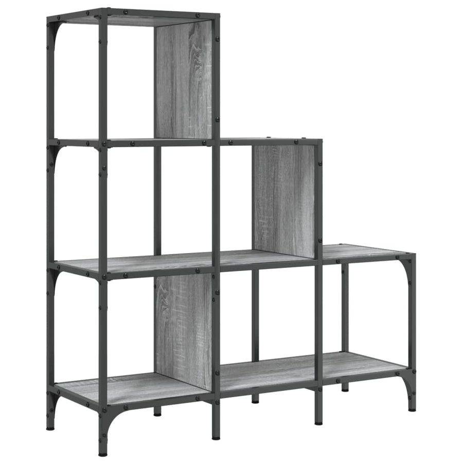 Boekenkast 92X30X102 Cm Bewerkt Hout En Metaal Grijs Sonoma